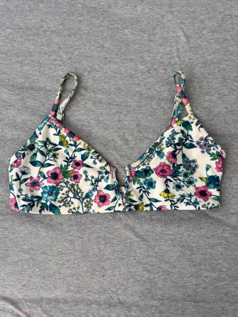 Live Love Dream Fairycore Floral V Wire Notch Bikini Top XL Cottagecore